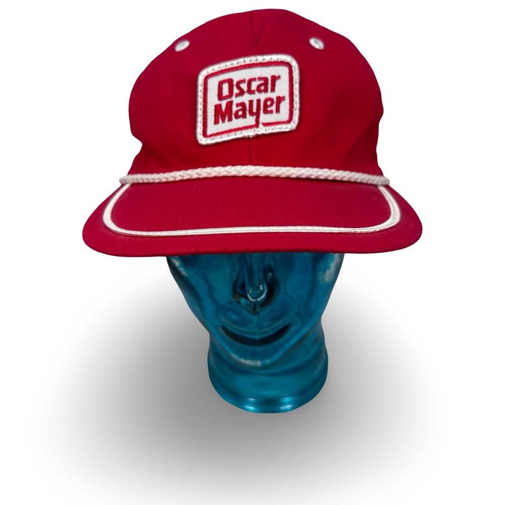 Vintage Oscar Mayer Red Snapback Hat Rope Trucker Cap‎ Made in USA Patch Logo
